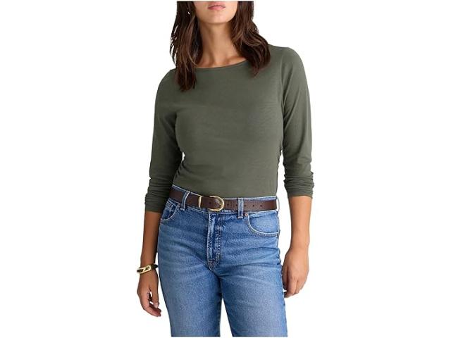 (取寄) メイドウェル レディース サイド ルーシュド スラブ ロング スリーブ Madewell women Side Ruched Slub Long Sleeve Smoky Laurel