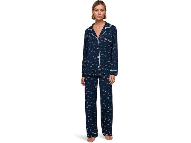 (取寄) エバージェイ レディース ジゼル プリンテッド ロング Pj セット Eberjey women Gisele Printed Long Pj Set Forest Pine Navy/Ivory