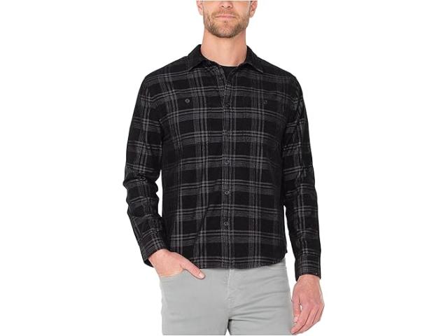 (取寄) リバプールロサンゼルス メンズ ロング スリーブ ダブル ポケット ボタン アップ シャツ Liverpool Los Angeles men Long Sleeve Double Pocket Button Up Shirt Black/ Grey