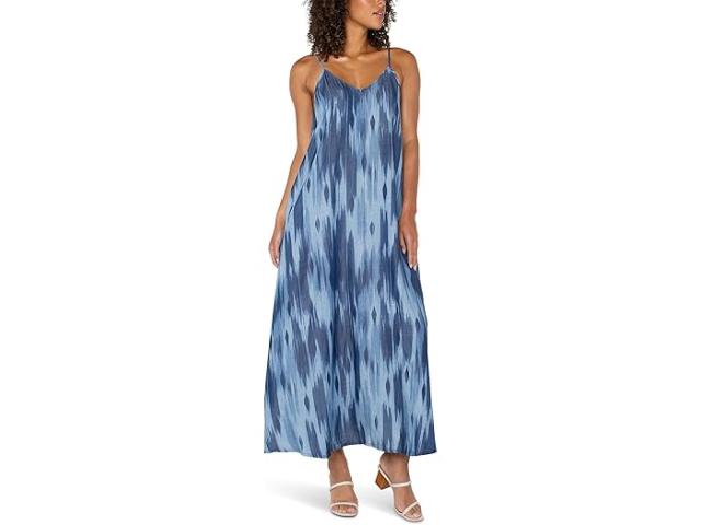 (取寄) リバプールロサンゼルス レディース スパゲッティ ストラップ マキシ ドレス ウィズ ポケッツ Liverpool Los Angeles women Spaghetti Strap Maxi Dress With Pockets Water Color Ikat