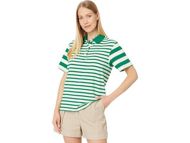 (取寄) イングリッシュ ファクトリー レディース ストライプ ショート スリーブ ニット トップ English Factory women Stripe Short Sleeve Knit Top Green