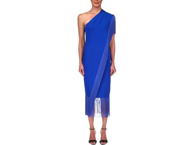 (取寄) バッジェリーミシュカ レディース ストレッチ クレープ フリンジ ドレス Badgley Mischka women Stretch Crepe Fringe Dress Mediterranean Blueの通販は