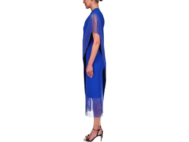 (取寄) バッジェリーミシュカ レディース ストレッチ クレープ フリンジ ドレス Badgley Mischka women Stretch Crepe Fringe Dress Mediterranean Blueの通販は