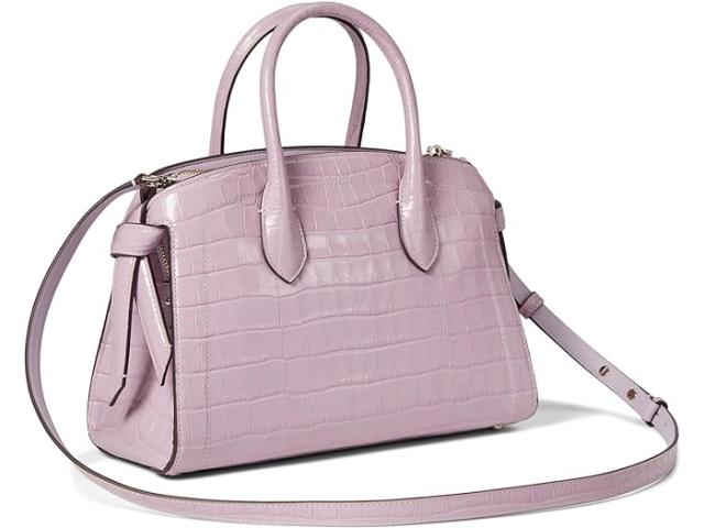 (取寄) ケイトスペード レディース ノット クロコ エンボス レザー ミディアム ジップ トップ サッチェル Kate Spade New York women Kate Spade New York Knott Croc Embossed Leather Medium Zip Top Satchel Violet Mistの通販は