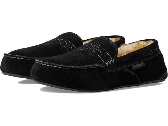 (取寄) アリアット メンズ クレイトン モカシン スリッパ Ariat men Clayton Moccasin Slipper Black
