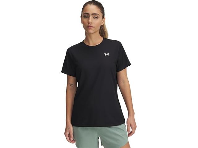 (取寄) アンダーアーマー レディース テック リブド ショート スリーブ クルー ネック Under Armour women Tech Ribbed Short Sleeve Crew Neck Black/Whiteの通販はブラウス