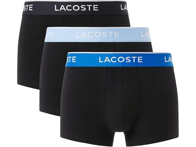 (取寄) ラコステ メンズ コットン ストレッチ エッセンシャル トランクス 3-パック Lacoste men Cotton Stretch Essentials Trunks 3-pack Black/Blue/Dark Grey