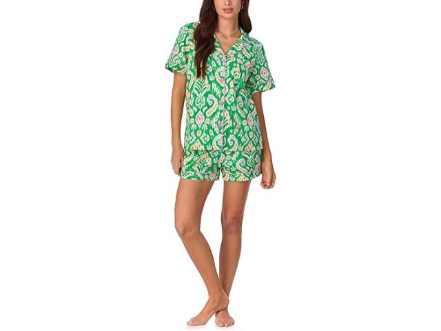 (取寄) ベッドヘッドパジャマズ レディース ショート スリーブ コットン ニット ボクサー パジャマ セット Bedhead PJs women Short Sleeve Cotton Knit Boxer Pajama Set Beverly Ikat