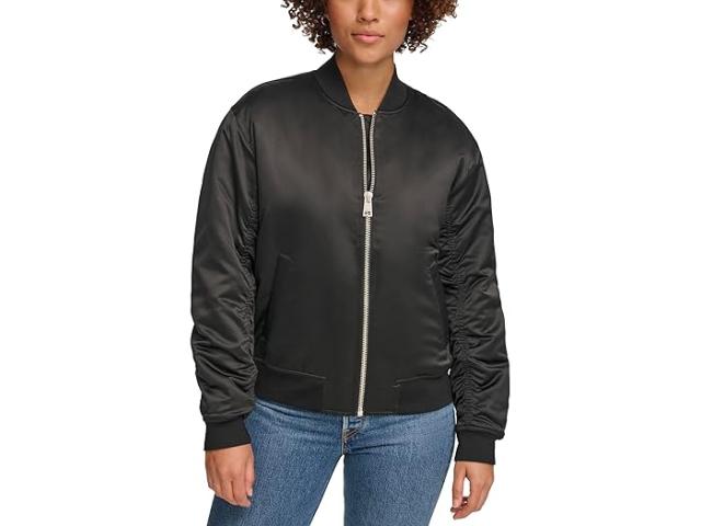 (取寄) リーバイス レディース ファッション ボンバー ウィズ ルーチング オン スリーブ Levi's women Levi's Fashion Bomber with Ruching on Sleeves Black