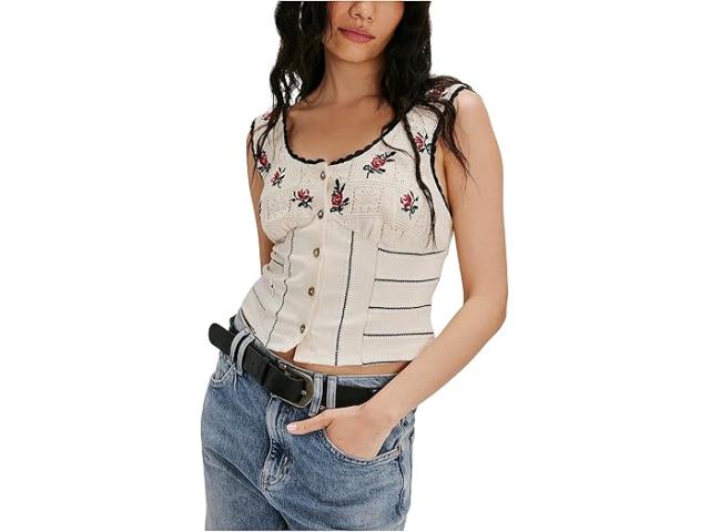 (取寄) フリーピープル レディース ロゼ バッド ニット トップ Free People women Rose Bud Knit Top Ivory Combo