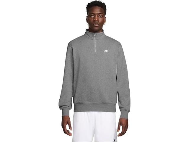 (取寄) ナイキ メンズ クラブ バスケット ボール ハーフ-ジップ トップ Nike men Club Basket Ball Half-Zip Top Dark Grey Heather/Light Smoke Grey/White