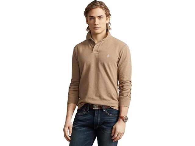 (取寄) ラルフローレン メンズ クラシック フィット メッシュ ロング-スローブ ポロ シャツ Polo Ralph Lauren men Classic Fit Mesh Long-Sleeve Polo Shirt Grey Cloud Heather/C8135