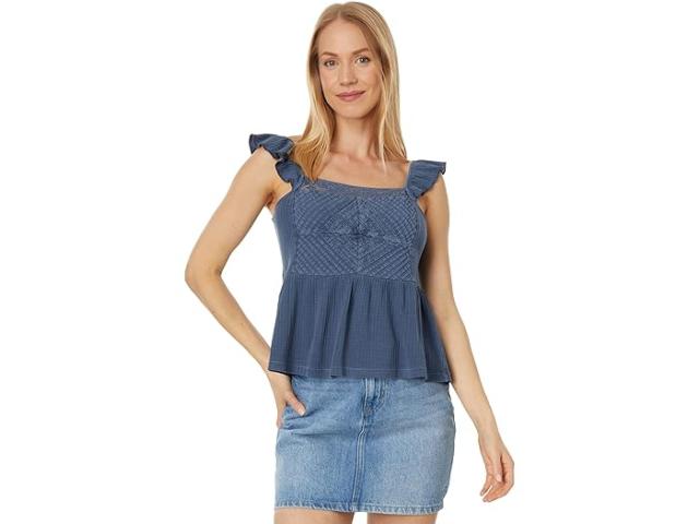 (取寄) ラッキーブランド レディース テクスチャー ヨーク ペプラム タンク Lucky Brand women Textured Yoke Peplum Tank Dark Denimの通販は