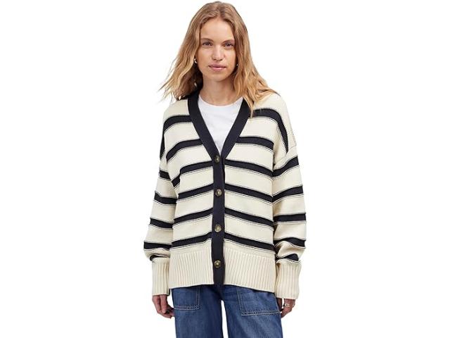 (取寄) メイドウェル レディース ジョシー ストライプ クリーン コットン カーディガン Madewell women Josie Stripe Clean Cotton Cardigan Cream Navy Stripe