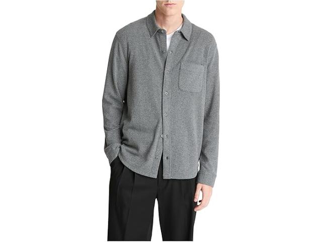 (取寄) ヴィンス メンズ ソリッド ニット シャツ Vince men Solid Knit Shirt Med H Grey