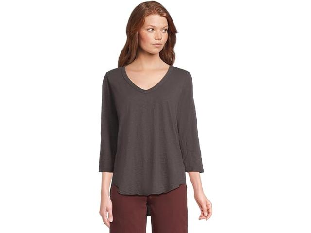 (取寄) モッドオードック レディース 3/4 スリーブ V-ネック ティー ウィズ カーブ ヘム Mod-o-doc women 3/4 Sleeve V-Neck Tee with Curved Hem Washed Ebony1