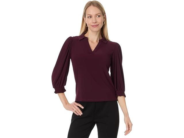 (取寄) シーシー レディース スプリット ネック 3/4 スリーブ ニット トップ CeCe women Split Neck 3/4 Sleeve Knit Top Rich Cabernetの通販は