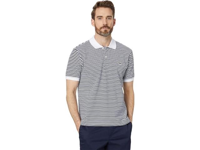 (取寄) ラコステ メンズ ショート スリーブ クラシック フィット ストリップド ポロ シャツ Lacoste men Lacoste Short Sleeve Classic Fit Stripped Polo Shirt Narcissus/Blizzard-Cementの通販は