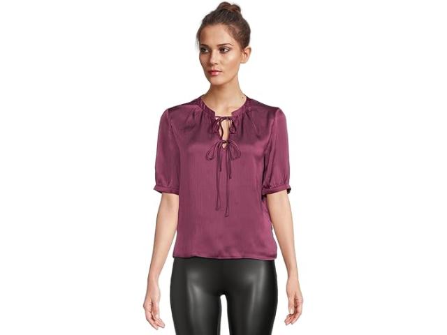 (取寄) ヴィンスカムート レディース フロント トゥー タイ ショート スリーブ Vince Camuto women Front Two Ties Short Sleeve Sweet Plum