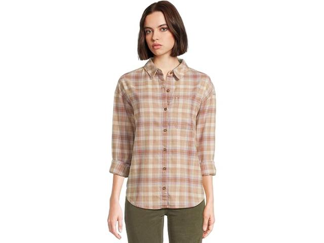 (取寄) ロイヤルロビンズ レディース ライバック オーガニック コットン フランネル ロング スリーブ  Robbins women Lieback Organic Cotton Flannel Long Sleeve Chalk Bodega Bay Pld