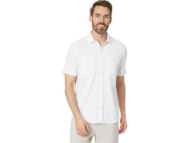 (取寄) ジョンストン&マーフィー メンズ ショート スリーブ ダブル ポケット ニット シャツ Johnston & Murphy men Johnston & Murphy Short Sleeve Double Pocket Knit Shirt Whiteの通販は