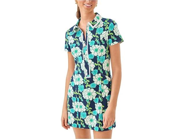 (取寄) リリー ピュリッツァー レディース キャシー ショート スリーブ ドレス Lilly Pulitzer women Kathy Short Sleeve Dress Low Tide Navy Go Big Golf