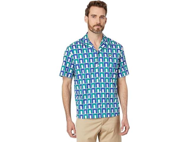 (取寄) ラコステ ショート スリーブ リラックスド-フィット フィット ウーブン シャツ Lacoste Lacoste Short Sleeve Relaxed Fit Woven Shirt Mascarpone/Sloe 0 Undergrの通販は