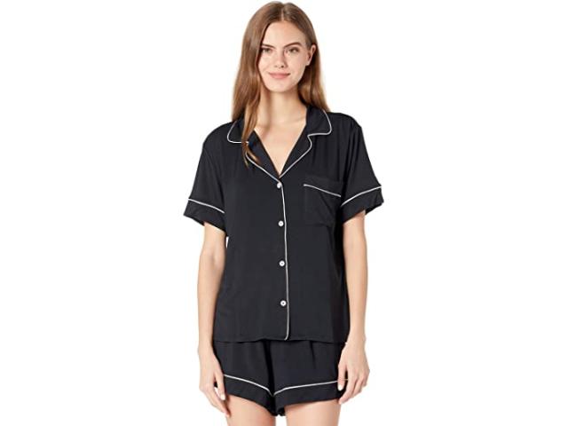 (取寄) エバージェイ ジゼル - ザ リラックスド-フィット ショート パジャマ セット Eberjey  Gisele - The Relaxed Short Pajama Set Black/Sorbet Pink