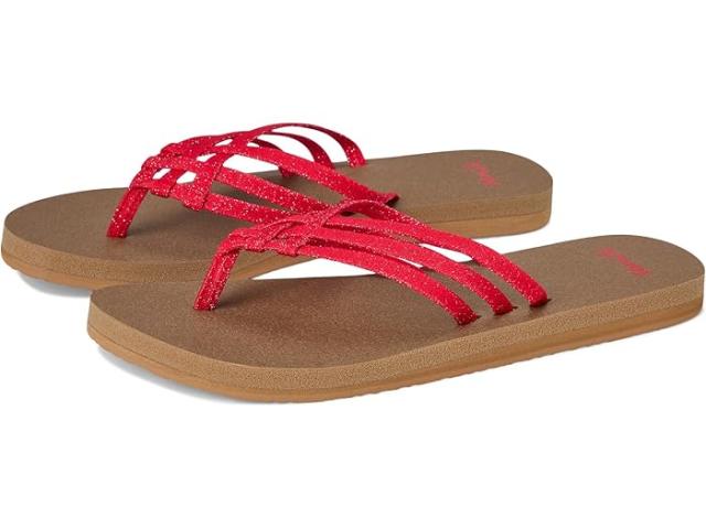 (取寄) サヌーク レディース ヨガ サンディー リ スパークル Sanuk women Yoga Sandy II Sparkle Cherry Red