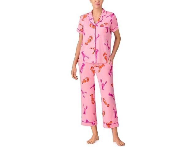 (取寄) ケイトスペード レディース ショート スリーブ クロップド Pj セット Kate Spade New York women Short Sleeve Cropped PJ Set Pink Print