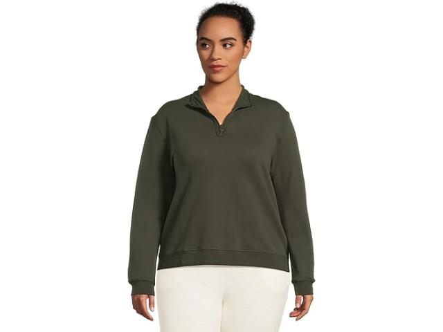 (取寄) モッドオードック レディース ロング スリーブ ハーフ-ジップ ファンネル ネック スウェットシャツ Mod-o-doc women Long Sleeve Half-zip Funnel Neck Sweatshirt Elm Green