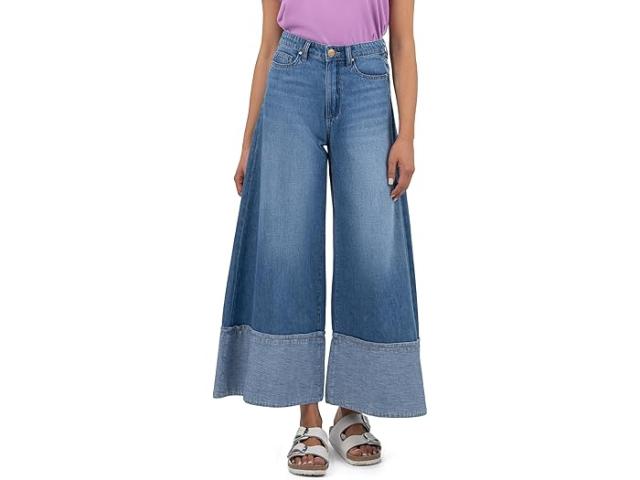 (取寄) カット フロム ザ クロス レディース ブレイク クロップ ワイド レッグ ウィズ ヘム ディテール KUT from the Kloth women Blake Crop Wide Leg with Hem Detail Medium Wash