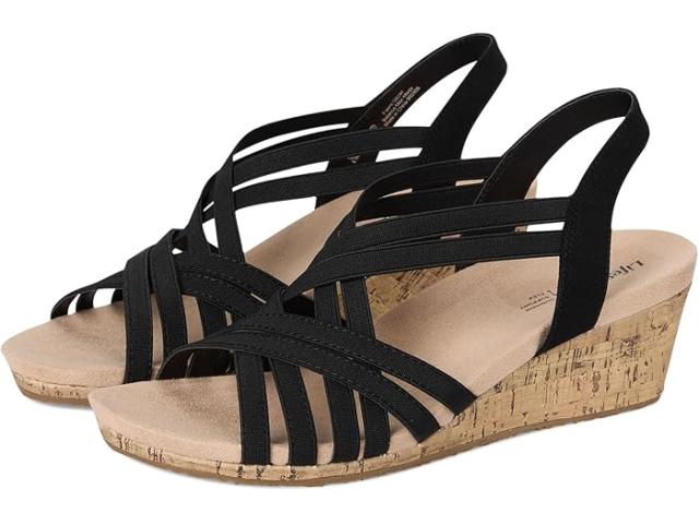 (取寄) ライフストライド レディース マロリー ストラップ ウェッジ サンダル LifeStride women Mallory Strappy Wedge Sandals Black