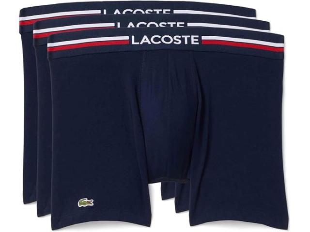 (取寄) ラコステ メンズ 3-パック コットン ボクサー ブリーフ Lacoste men 3-Pack Cotton Boxer Briefs Navy Blue