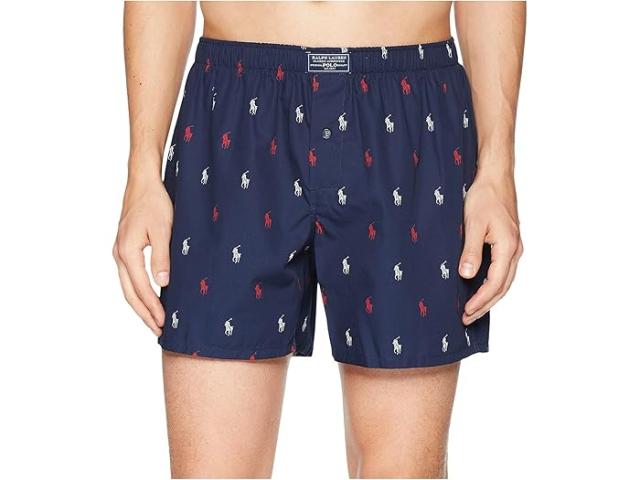 (取寄) ラルフローレン メンズ オール オーバー ポニー プレーヤー ウーブン ボクサー Polo Ralph Lauren men All Over Pony Player Woven Boxer Cruise Navy/Red & White AOPP