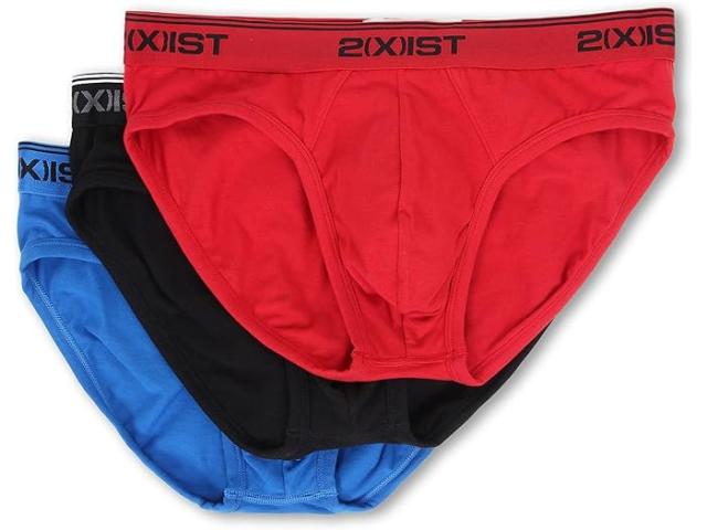(取寄) 2XIST メンズ 3-パック コットン ストレッチ ノー ショー ブリーフ 2(X)IST men 3-Pack Cotton Stretch No Show Brief Red/Black/Skydiver