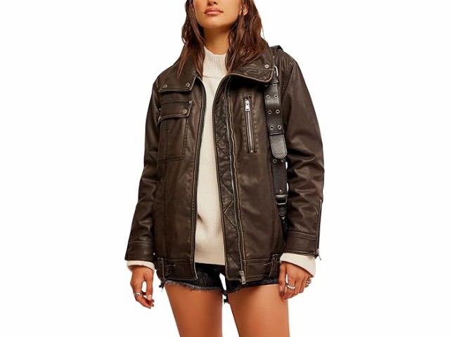 (取寄) フリーピープル レディース バックル アップ ビーガン レザー ジャケット Free People women Buckle Up Vegan Leather Jacket Black Comboの通販は
