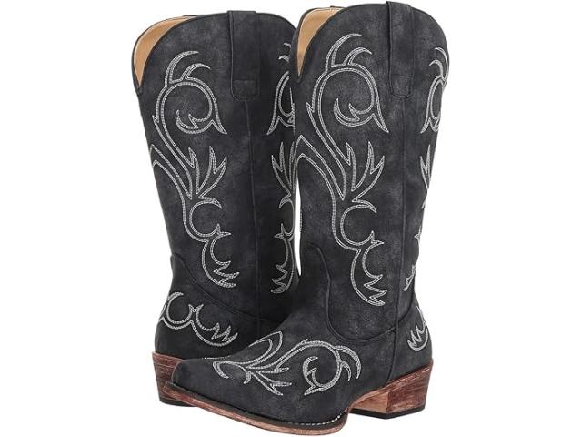 (取寄) ローパー レディース ライリー Roper women Riley Black Faux Leather/All Over Embroidery