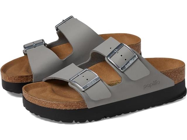 (取寄) ビルケンシュトック レディース パピリオ バイ アリゾナ プラットフォーム サンダル - ビーガン Birkenstock women Birkenstock Papillio by Birkenstock Arizona Platform Sandal - Vegan Stone Coin