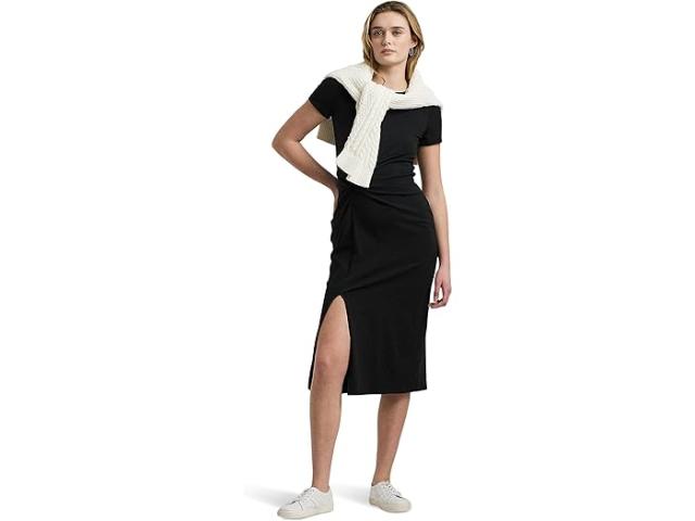 (取寄) ローレン ラルフローレン レディース ジャージ ツイスト-フロント ミディ ドレス LAUREN Ralph Lauren women Jersey Twist-Front Midi Dress Black