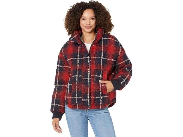 (取寄) リーバイス レディース スタンド カラー ウール パファー ジャケット Levi's women Stand Collar Wool Puffer Jacket Red/Navy/Oatmeal