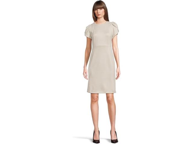 (取寄) カルバンクライン レディース スエード チューリップ スリーブ   women Suede Tulip Sleeve Sheeth Pearl