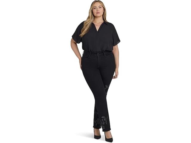 (取寄) エヌワイディージェイ レディース プラス サイズ マリリン エンブロイダリー ジーンズ イン ブラック リンス NYDJ women Plus Size Marilyn Embroidery Jeans in Black Rinse Black Rinse