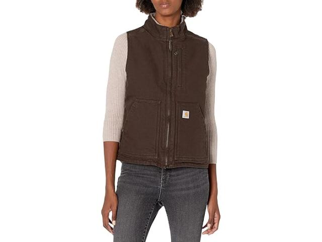 (取寄) カーハート レディース Ov277 シェルパ ライン モック ネック ベスト Carhartt women Carhartt OV277 Sherpa Lined Mock Neck Vest Dark Brown
