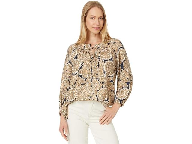 (取寄) トミーヒルフィガー レディース ペイズリー フローラル ラッフル ネック トップ Tommy Hilfiger women Tommy Hilfiger Paisley Floral Ruffle Neck Top Sky Captain Multiの通販は