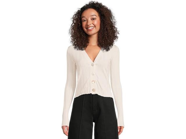 (取寄) メイドウェル レディース メリノ シルク アキラ ワイド リブ カーディガン Madewell women Merino Silk Akila Wide Rib Cardigan Ivory