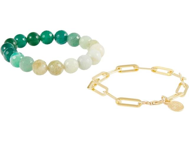 (取寄) ディー バークレー レディース グリーン クオーツ オンブレ アンド ペーパークリップ チェイン ブレスレット スタック Dee Berkley women Dee Berkley Green Quartz Ombre and Paperclip Chain Bracelet Stack Greenの通販は
