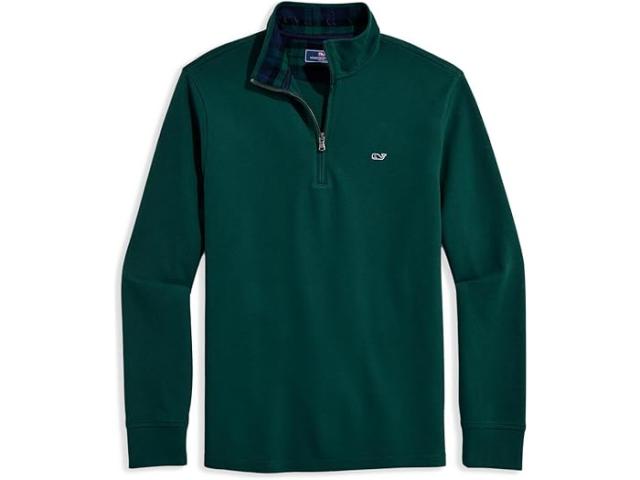 (取寄) ヴィンヤードヴァインズ メンズ プレイド ソルトウォーター 1/4 ジップ Vineyard Vines men Plaid Saltwater 1/4 Zip Charleston Green