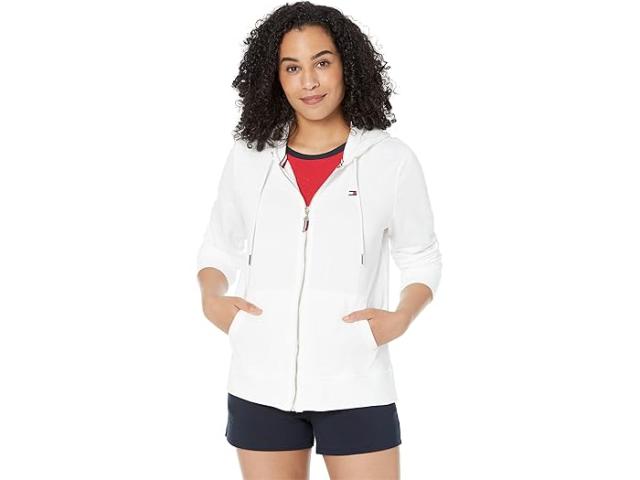 (取寄) トミーヒルフィガー レディース ソリッド フロッグ ジップ-アップ ブーディ Tommy Hilfiger women Solid Flag Zip-Up Hoodie Bright Whiteの通販は