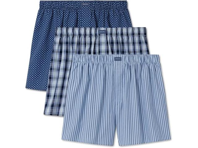 (取寄) トミー ジョン メンズ ウーブン ボクサー 3-パック  John men Woven Boxers 3-pack Gents Blue/Cerulean Plaid/Cerulean Vertical Classic Stripe